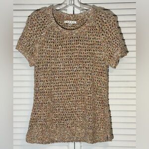 CAbi Sorbet Short Sleeve Loose Weave Sweater Size M